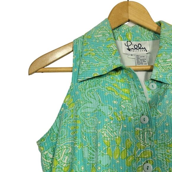 Lilly Pulitzer Vintage Women's Coastal Pattern Vibrant Textured Mini Dress Sz 6 - Picture 5 of 14